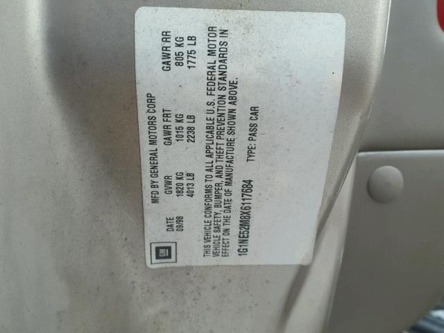 1G1NE52M8X6117684 - 1999 CHEVROLET MALIBU LS Qəhvəyi foto 10