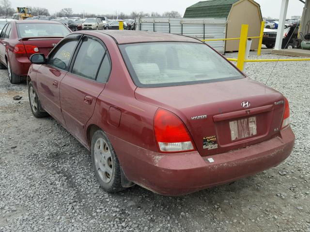 KMHDN45D02U440135 - 2002 HYUNDAI ELANTRA GL BURGUNDY photo 3