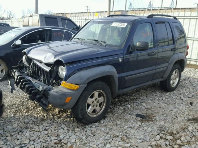 1J4GL48546W122311 - 2006 JEEP LIBERTY SP BLUE photo 2