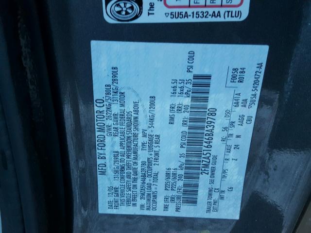 2FMZA51646BA39780 - 2006 FORD FREESTAR S SILVER photo 10