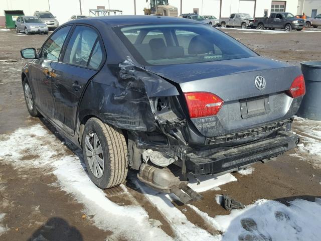 3VW2K7AJ2CM421137 - 2012 VOLKSWAGEN JETTA BASE ნაცრისფერი ფოტო 3