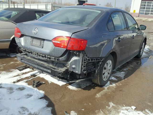 3VW2K7AJ2CM421137 - 2012 VOLKSWAGEN JETTA BASE ნაცრისფერი ფოტო 4