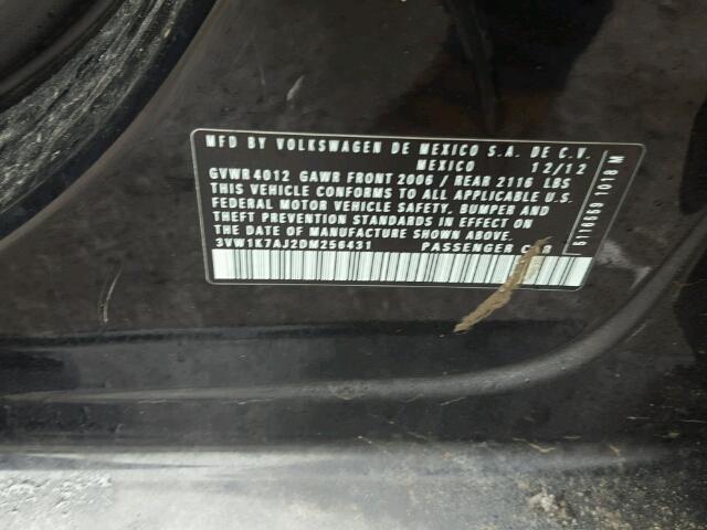 3VW1K7AJ2DM256431 - 2013 VOLKSWAGEN JETTA BASE 黑色 照片 10