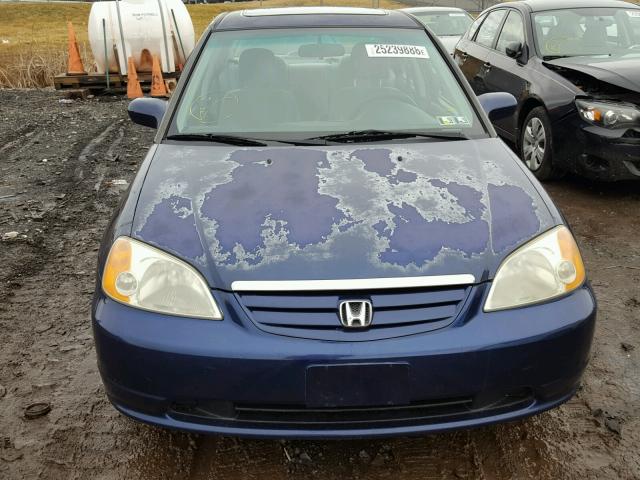 2HGES26732H556657 - 2002 HONDA CIVIC EX ლურჯი ფოტო 9