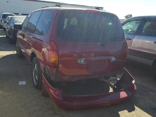 4N2XN11T1YD829871 - 2000 NISSAN QUEST SE RED photo 3