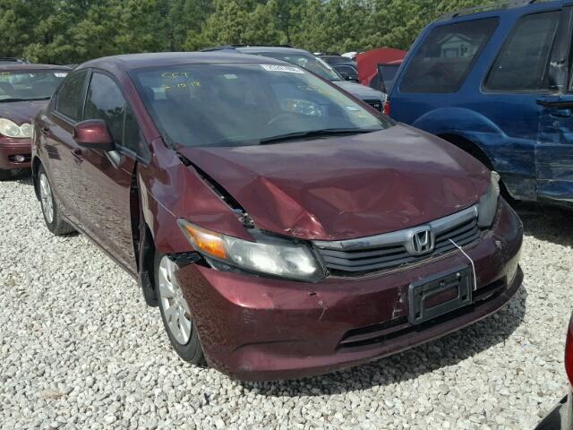 2HGFB2F55CH558933 - 2012 HONDA CIVIC LX BURGUNDY photo 1