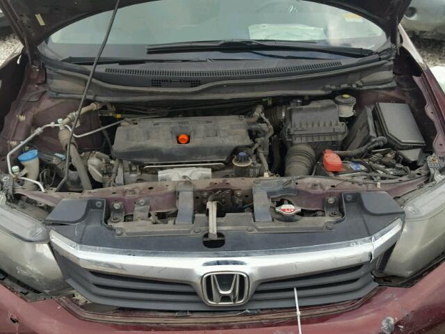 2HGFB2F55CH558933 - 2012 HONDA CIVIC LX BURGUNDY photo 7