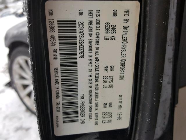 2C3KA73W26H337678 - 2006 CHRYSLER 300C SRT-8 BLACK photo 10