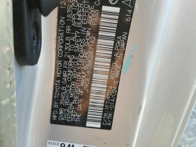 JTKDE167880267162 - 2008 TOYOTA SCION TC 银色 照片 10