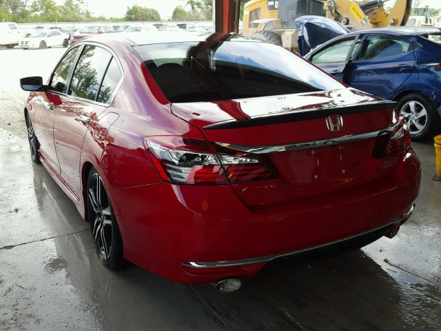 1HGCR2F17HA194631 - 2017 HONDA ACCORD SPO RED photo 3