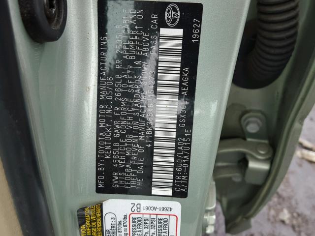 4T1BK36BX6U154273 - 2006 TOYOTA AVALON XL GREEN photo 10