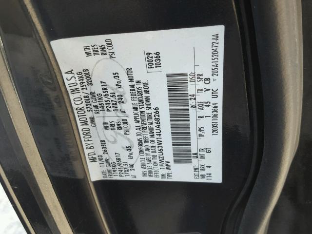 1FMZU63W14UA68266 - 2004 FORD EXPLORER X BLACK photo 10