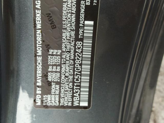 WBA3T1C57GP822438 - 2016 BMW 428 XI SUL GRAY photo 10