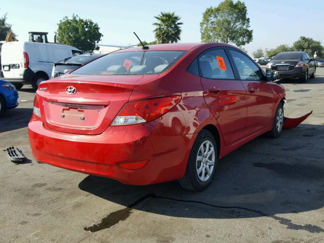 KMHCT4AE6EU643695 - 2014 HYUNDAI ACCENT GLS RED photo 4