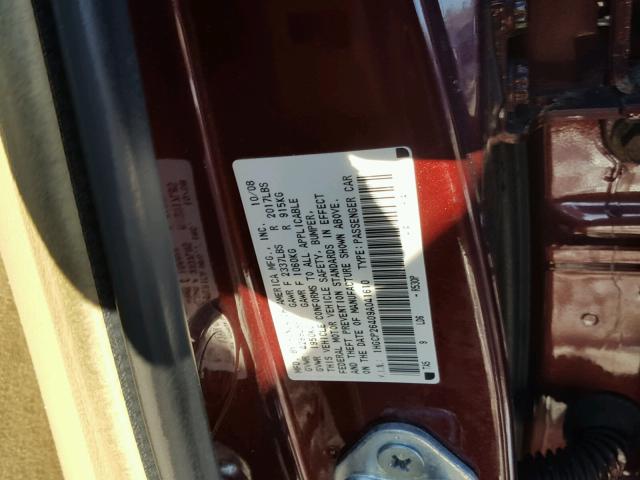 1HGCP26409A041610 - 2009 HONDA ACCORD LXP RED photo 10