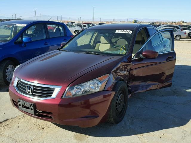 JHMCP26368C043384 - 2008 HONDA ACCORD LX BURGUNDY photo 2