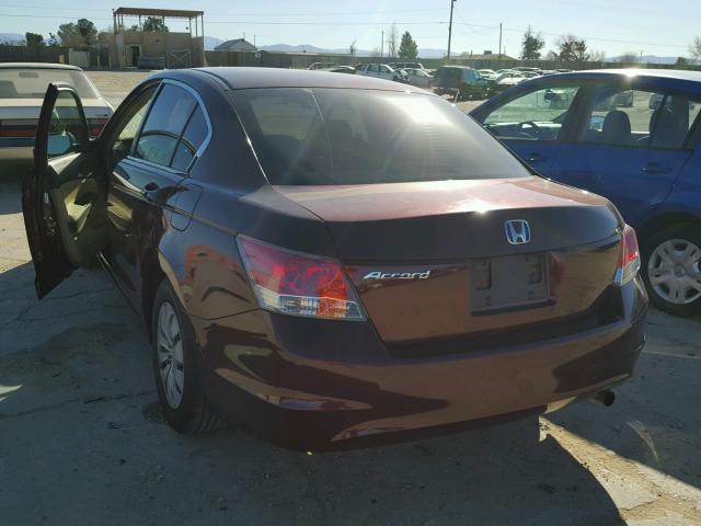 JHMCP26368C043384 - 2008 HONDA ACCORD LX BURGUNDY photo 3