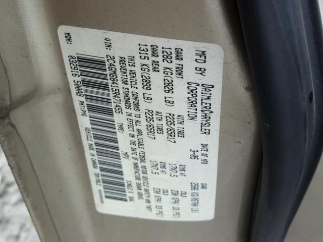 2C4GM68415R471455 - 2005 CHRYSLER PACIFICA T BEIGE photo 10