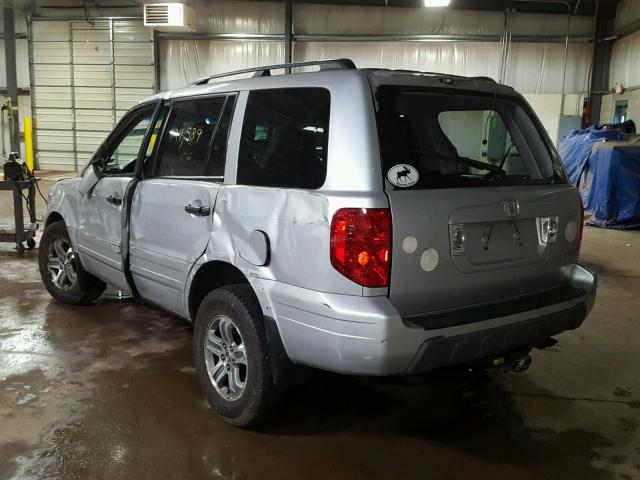 2HKYF18544H503806 - 2004 HONDA PILOT EXL SILVER photo 3