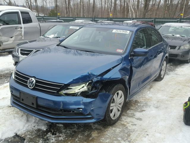 3VW2B7AJ9HM342247 - 2017 VOLKSWAGEN JETTA S BLUE photo 2