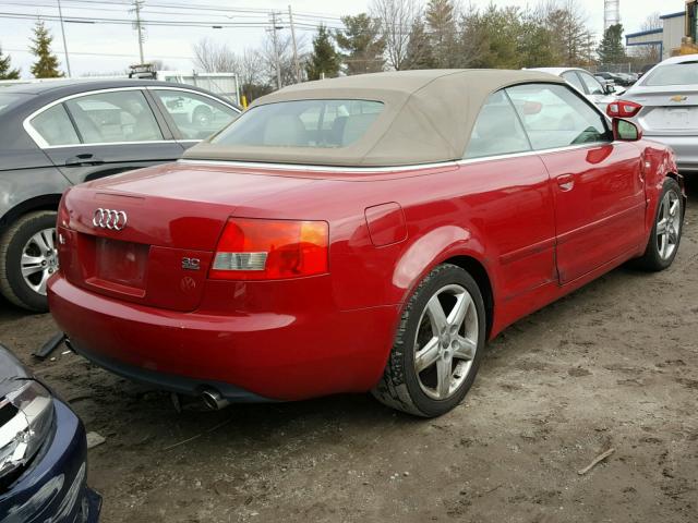 WAUDT48H74K010283 - 2004 AUDI A4 QUATTRO RED photo 4