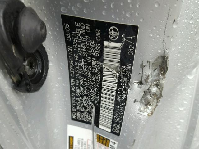 JTKDE177050056256 - 2005 TOYOTA SCION TC 灰色 照片 10