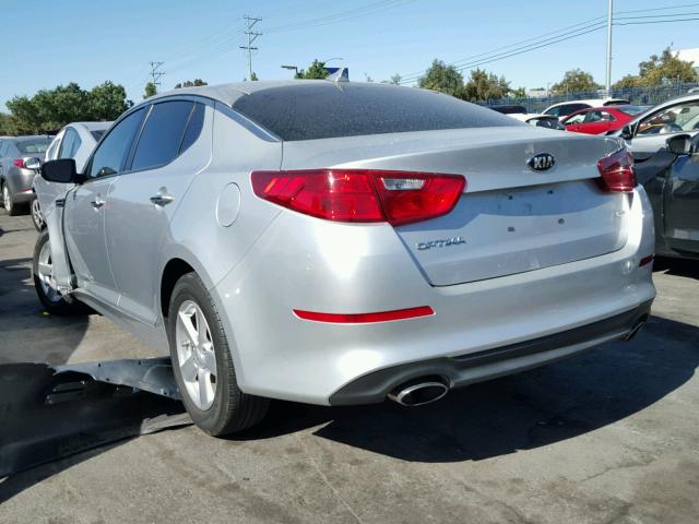 KNAGM4A77E5475397 - 2014 KIA OPTIMA LX SILVER photo 3