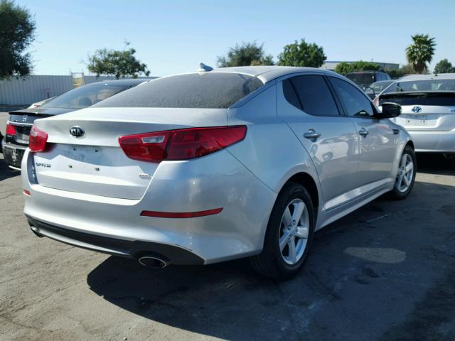 KNAGM4A77E5475397 - 2014 KIA OPTIMA LX SILVER photo 4