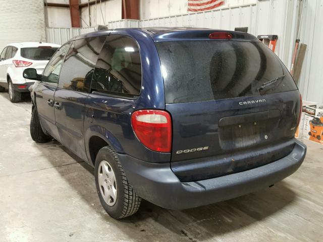 1D4GP25343B298444 - 2003 DODGE CARAVAN SE BLUE photo 3