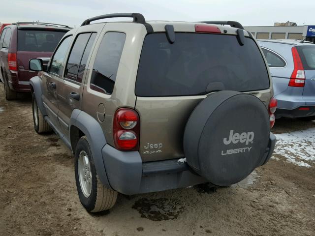 1J4GL48K25W609219 - 2005 JEEP LIBERTY SP BROWN photo 3