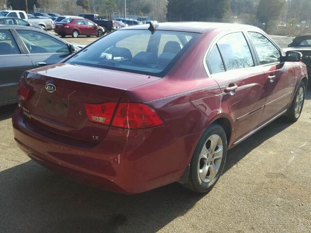 KNAGE228195297615 - 2009 KIA OPTIMA LX RED photo 4