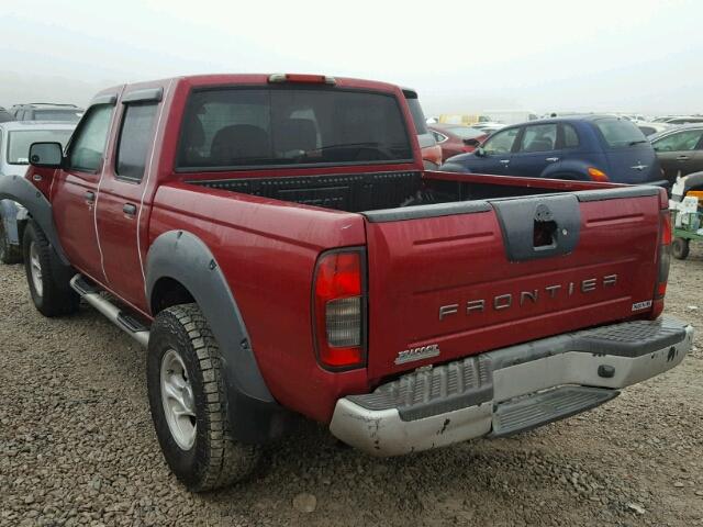 1N6ED27T92C303315 - 2002 NISSAN FRONTIER C RED photo 3
