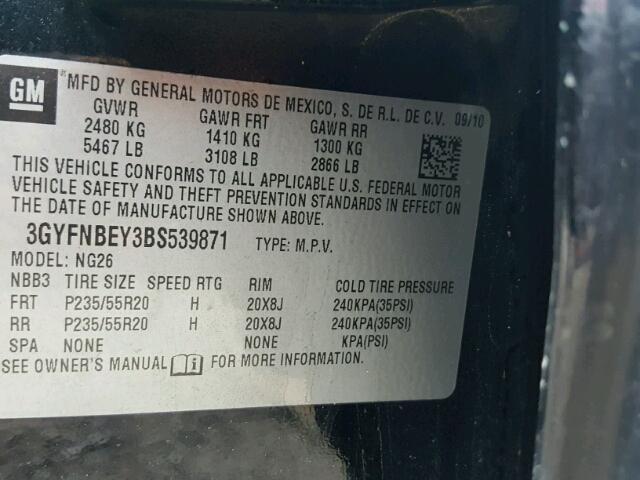 3GYFNBEY3BS539871 - 2011 CADILLAC SRX PERFOR 黑色 照片 10