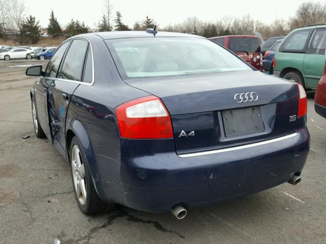 WAULT68E85A041370 - 2005 AUDI A4 3.0 QUA BLUE photo 3