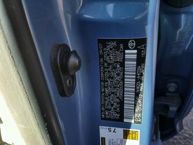 JTDKB20U587709673 - 2008 TOYOTA PRIUS BLUE photo 10