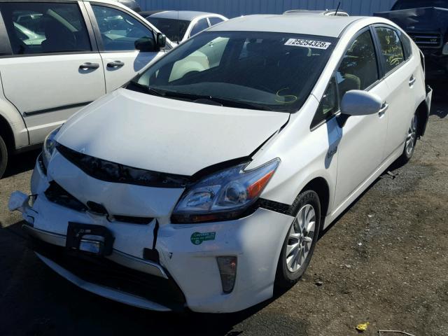 JTDKN3DP6E3054203 - 2014 TOYOTA PRIUS PLUG WHITE photo 2