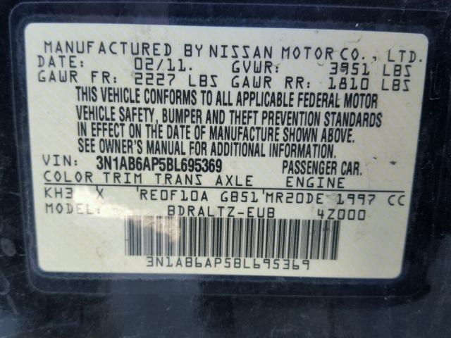 3N1AB6AP5BL695369 - 2011 NISSAN SENTRA 2.0 BLACK photo 10