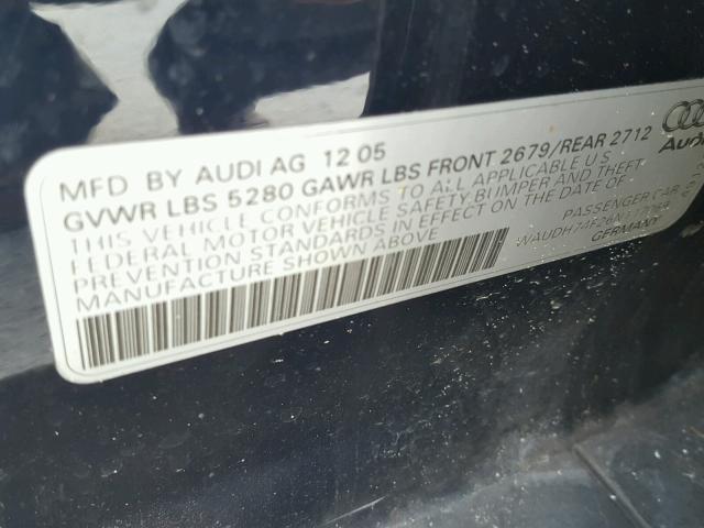 WAUDH74F26N117069 - 2006 AUDI A6 3.2 QUA BLUE photo 10