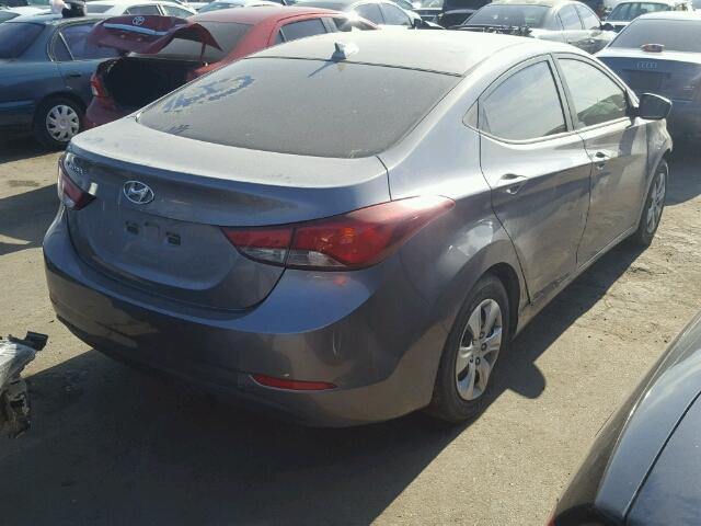 KMHDH4AE9GU643912 - 2016 HYUNDAI ELANTRA SE GRAY photo 4