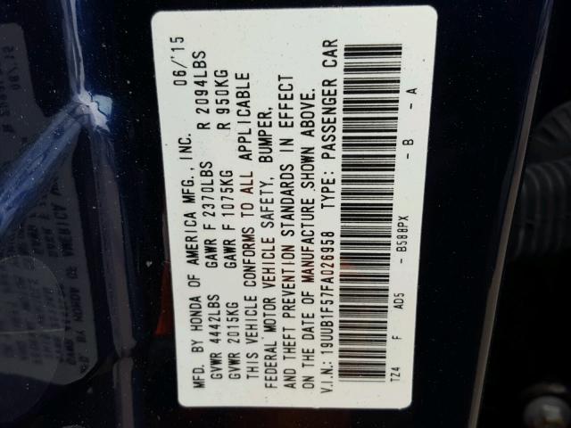 19UUB1F57FA026958 - 2015 ACURA TLX TECH 蓝色 照片 10