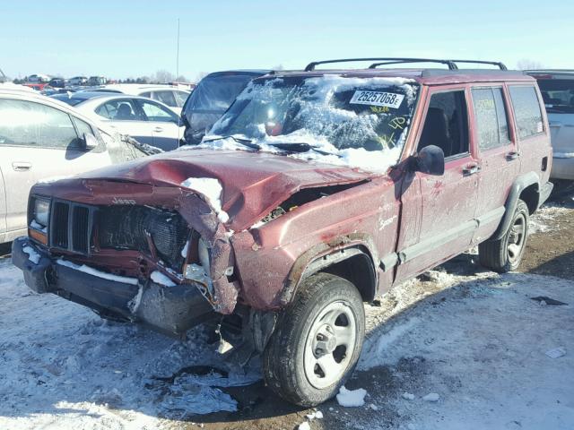 1J4FJ68S7WL104289 - 1998 JEEP CHEROKEE S RED photo 2