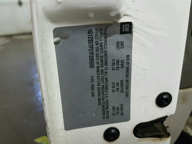 1G1ZS57F57F295699 - 2007 CHEVROLET MALIBU LS 白色 照片 10