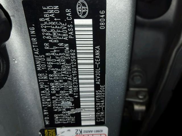 4T1BE32K16U125662 - 2006 TOYOTA CAMRY LE SILVER photo 10