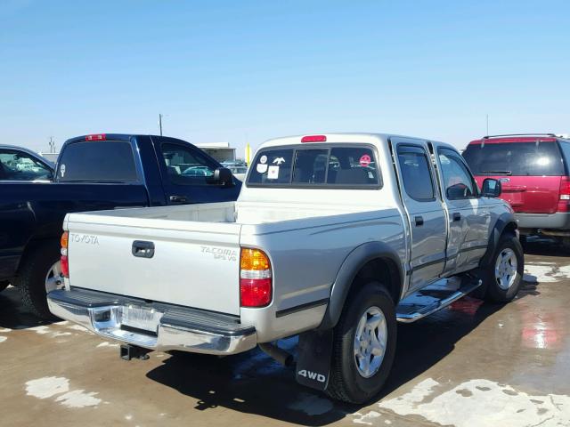 5TEHN72NX2Z141750 - 2002 TOYOTA TACOMA DOU SILVER photo 4