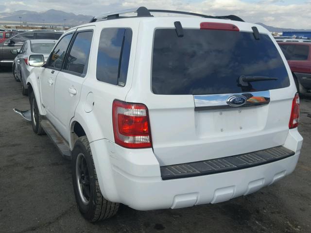 1FMCU49H88KD76524 - 2008 FORD ESCAPE HEV WHITE photo 3