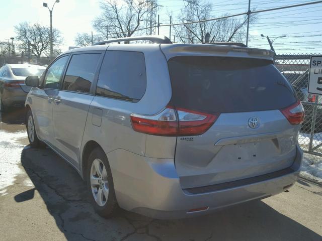 5TDKK3DC9FS651187 - 2015 TOYOTA SIENNA LE SILVER photo 3