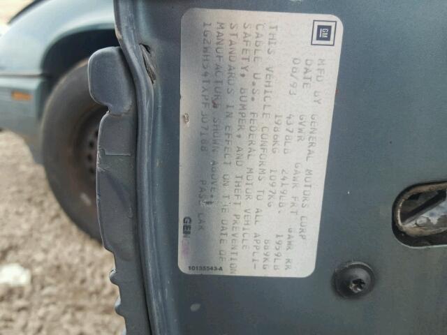 1G2WH54TXPF307188 - 1993 PONTIAC GRAND PRIX TURQUOISE photo 10