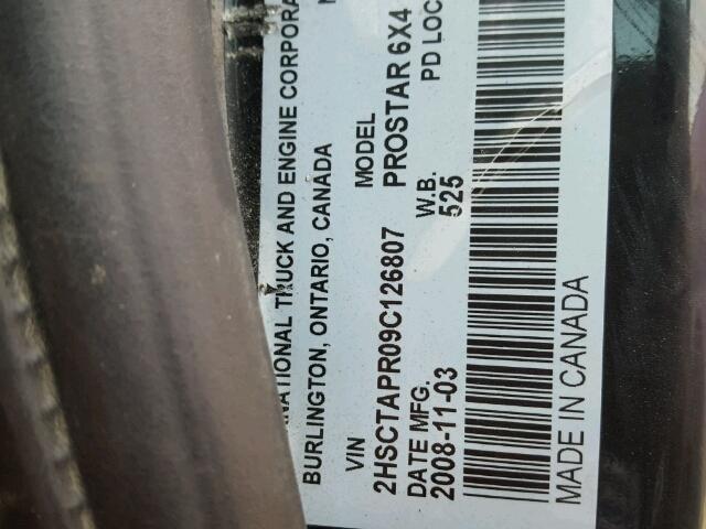 2HSCTAPR09C126807 - 2009 INTERNATIONAL PROSTAR BLACK photo 10