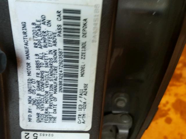 1NXBR32E47Z923587 - 2007 TOYOTA COROLLA CE GRAY photo 10