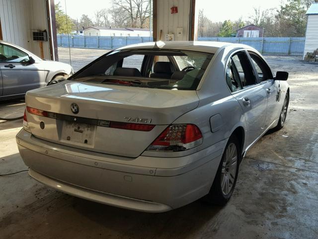 WBAGL63493DP65385 - 2003 BMW 745 I SILVER photo 4